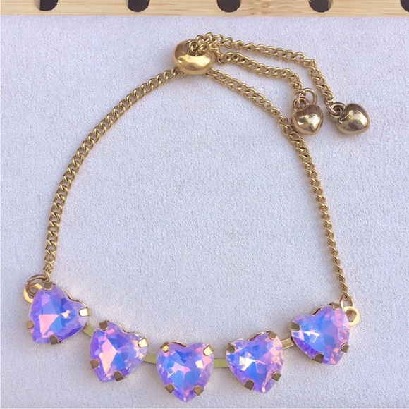 Purple Opal Aurora Borealis Crystal Heart Bracelet - Picture 4 of 16